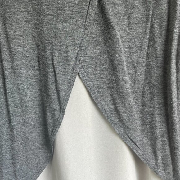 Cynthia Rowley Long Sleeve Kint Gray Crew Neck T-Shirt iChiffon Lining Size M - Picture 3 of 7